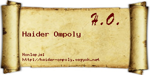Haider Ompoly névjegykártya